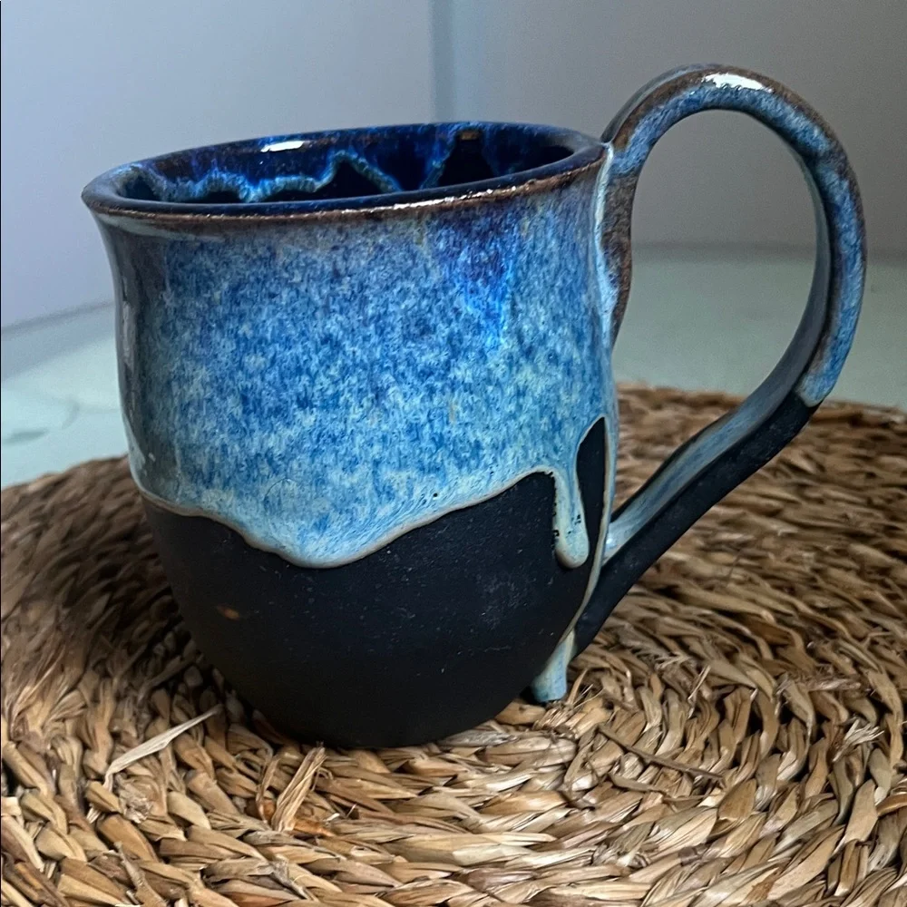Artisan Blue and Black Ceramic Mug - Picture 4 of 11